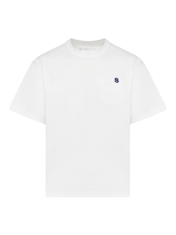 Sacai: t-shirts - T-Shirt With Embroidered Logo