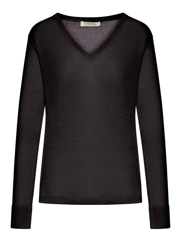 S MAX MARA: Suéteres con cuello pico - Suéter Cuello Redondo - Negro