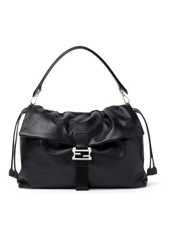 FENDI: shoulder bags - Flux Maxi Messenger Leather Bag