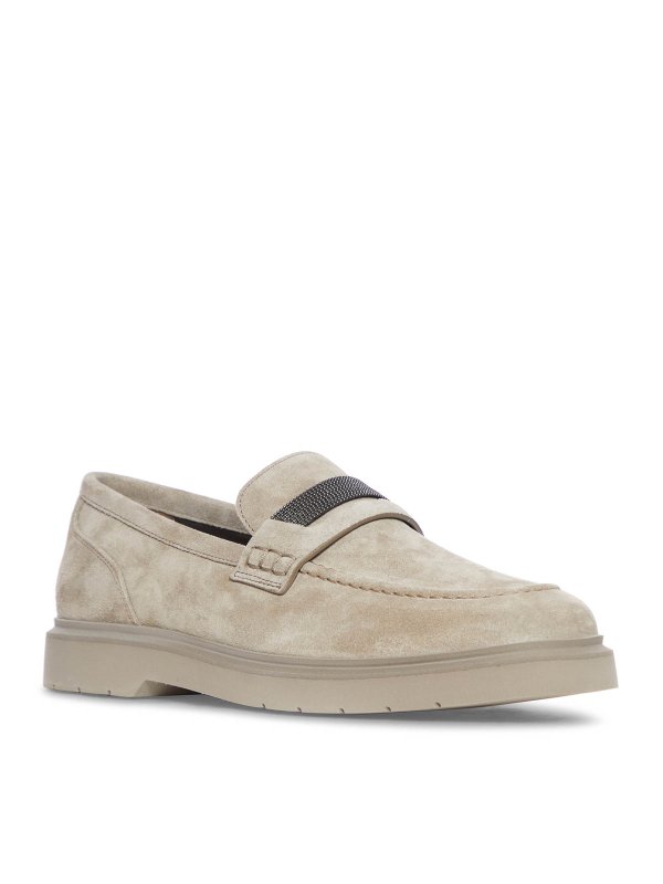 BRUNELLO CUCINELLI: Loafers & Slippers online - Penny Loafer In Suede With Monile