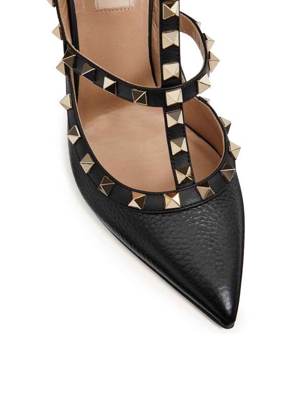 The Best Shops VALENTINO GARAVANI: Rockstud Garnet Calfskin Straps Pumps 100Mm