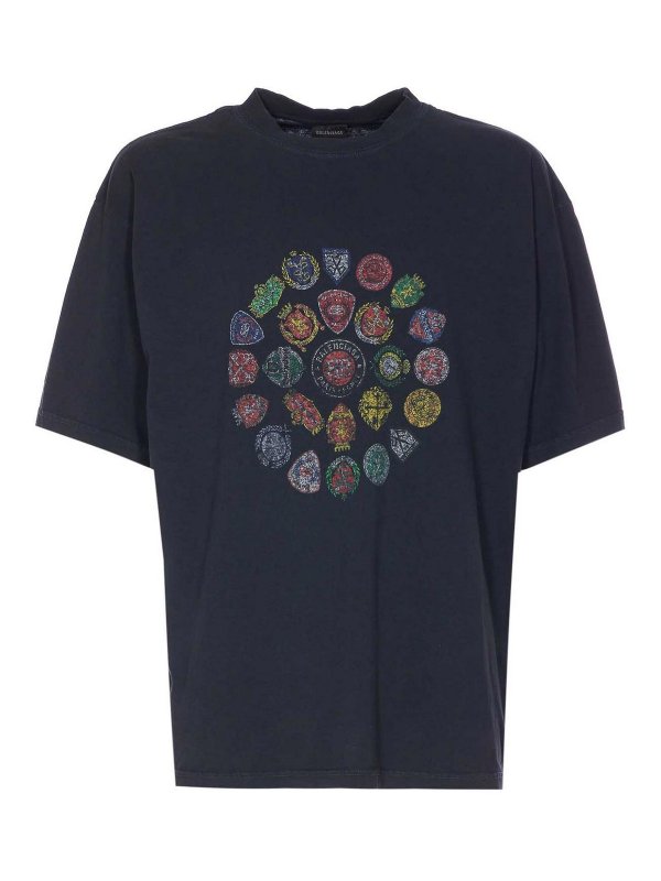 BALENCIAGA: crew necks - Spiral Crest Medium Fit T-Shirt