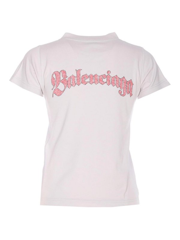 BALENCIAGA: crew necks online - Dirty White Fitted T-Shirt