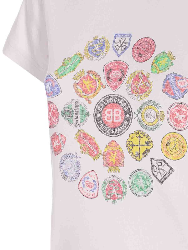 The Best Shops BALENCIAGA: crew necks - Dirty White Fitted T-Shirt