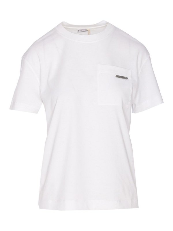 BRUNELLO CUCINELLI: crew necks - Monile Logo T-Shirt