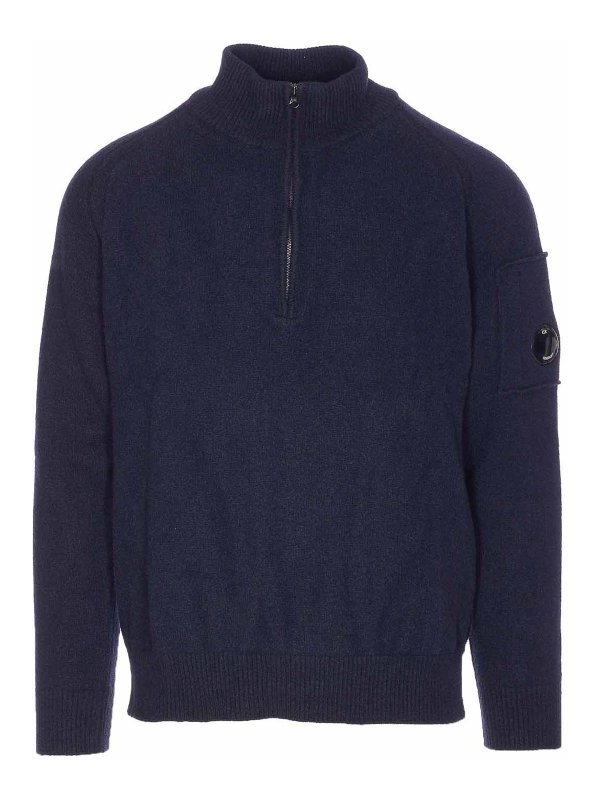 C.P. COMPANY: Cuellos altos y polos - Suéter Con Cuello Alto - Azul