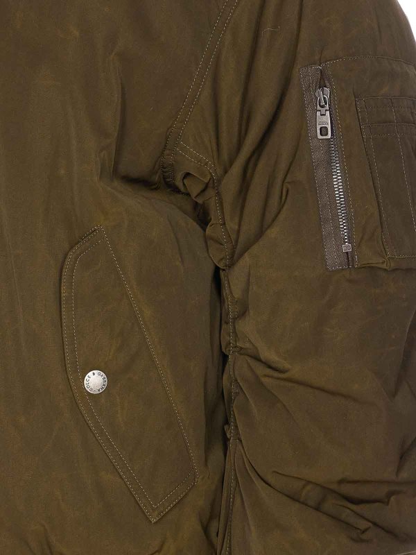 The Best Shops DOLCE & GABBANA: crew necks - Green Down Jacket With Frontal Zip Closure