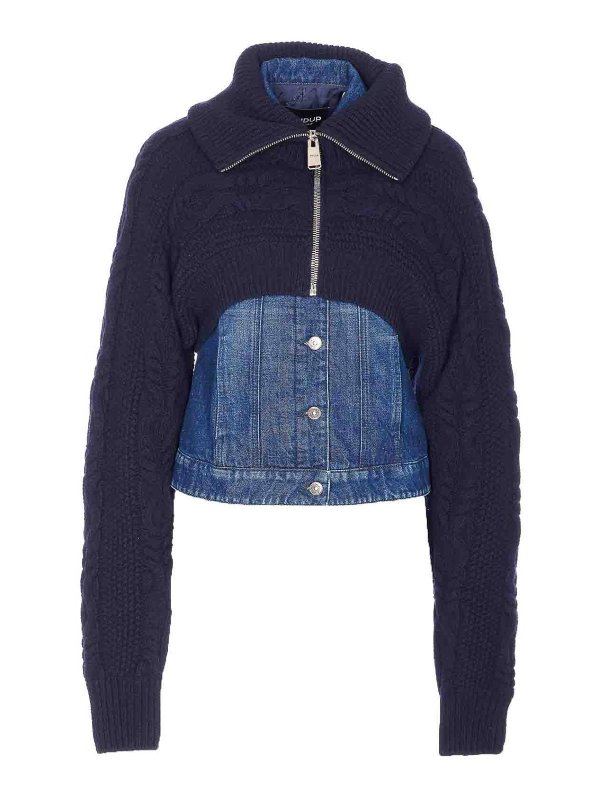 DONDUP: padded jackets - Blue Denim Down Jacket