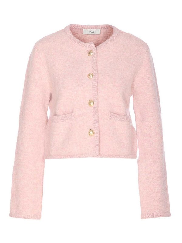DUNST: crew necks - Soft Pink Collarless Knit Jacket