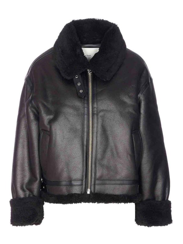 DUNST: leather jacket - Black Faux Fur Leather Jacket