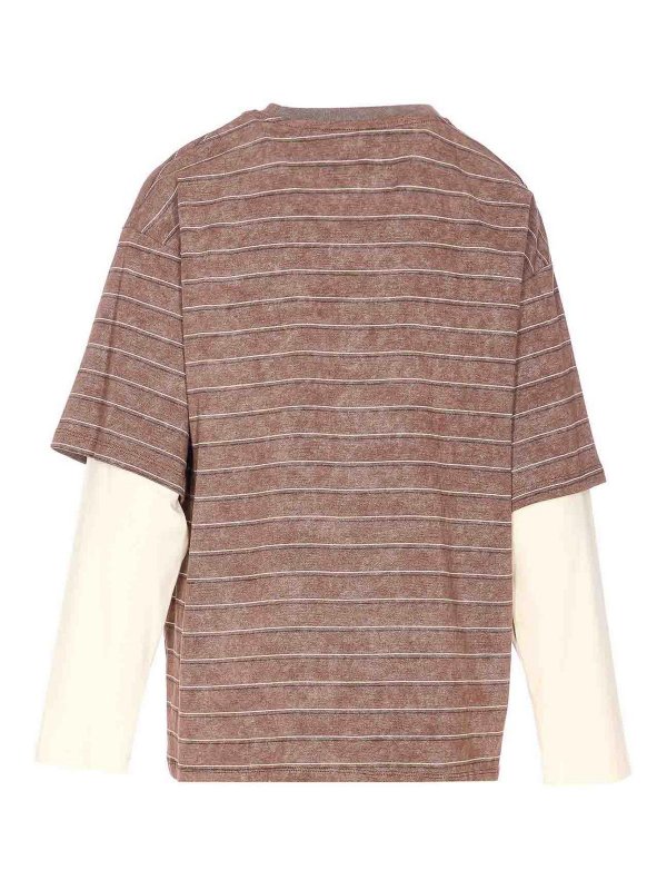 ELEH: crew necks online - Brown Long Sleeves T-Shirt