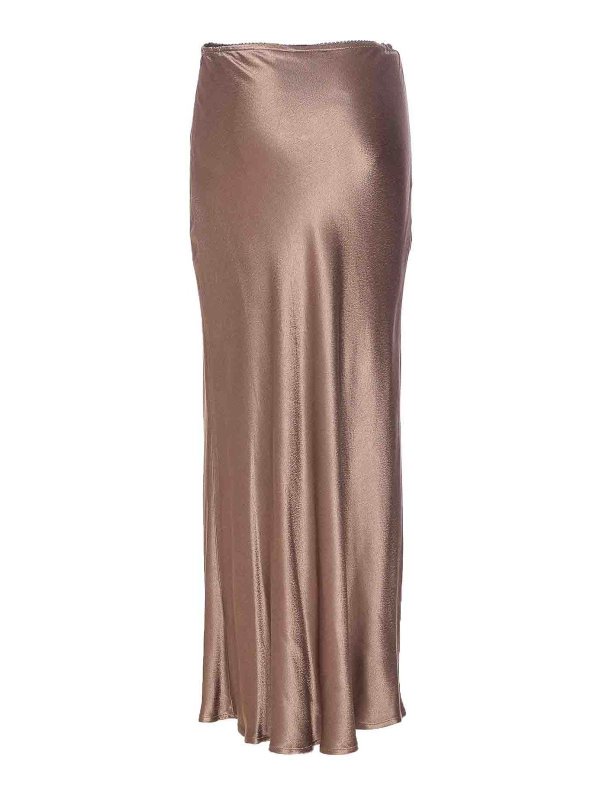 ELEH: jeans a zampa online - Gonna Grigio Fango Con Chiusura Zip Laterale