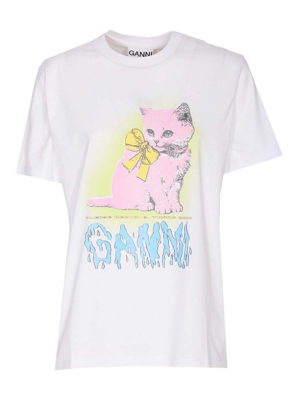 GANNI: crew necks - Basic Neon T-Shirt