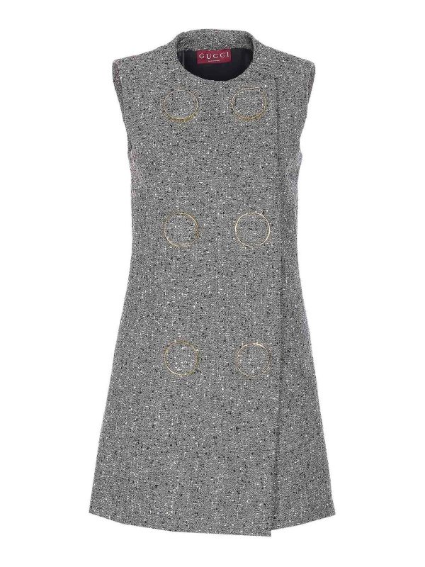 GUCCI: short dresses - Grey Boucle Dress