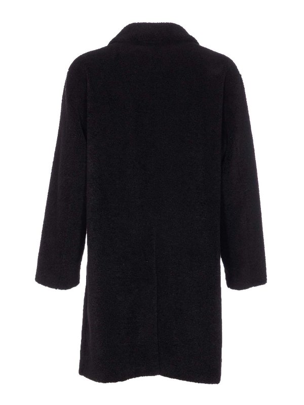 HERNO: short coats online - Black Coat With Frontal Buttons Closure