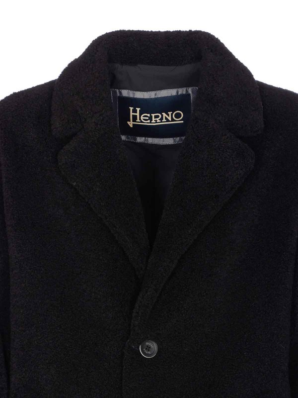 Black Coat With Frontal Buttons Closure shop online: HERNO