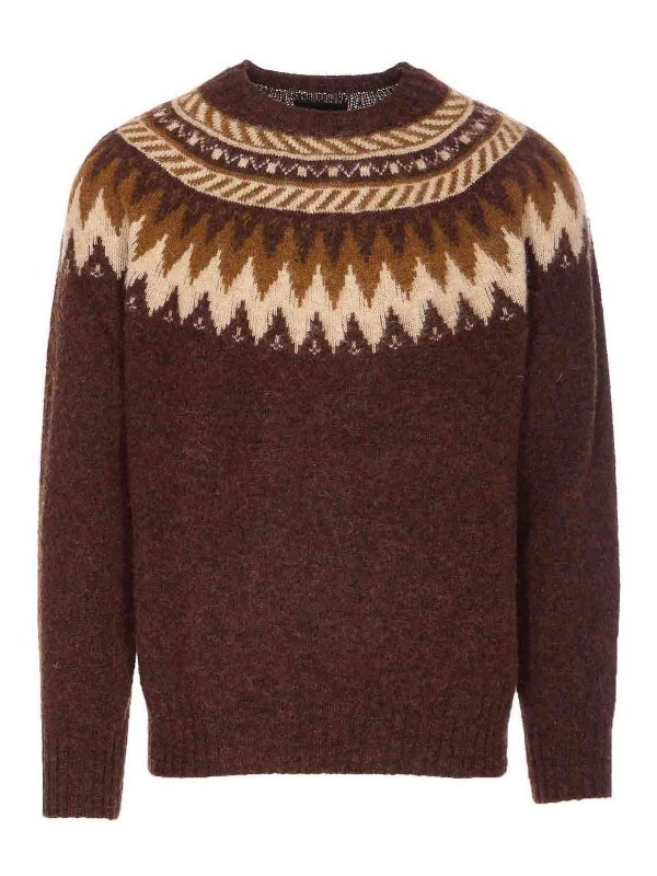 HOWLIN: Pull col rond - Pull Col Rond - Marron