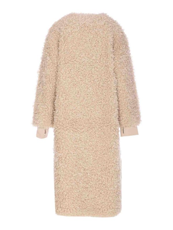 JAKKE: crew necks online - White Arc Faux Fur Jacket