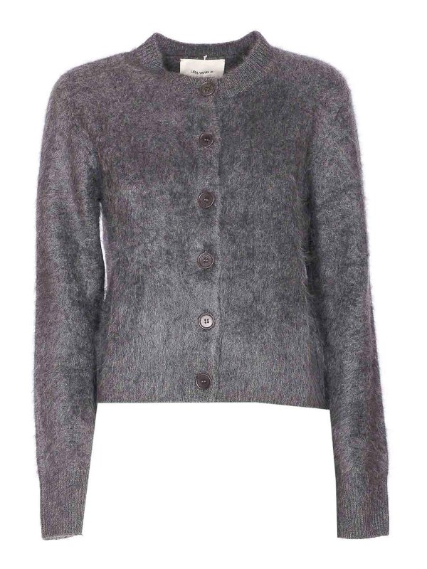 LISA YANG: cardigans - Graphite Brushed Grey Azalea Cardigan
