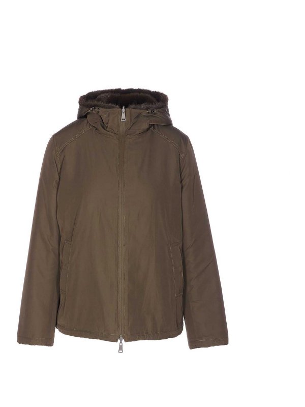 LOU ANDREA: Fur & Shearling Coats - Green Reversible Jacket