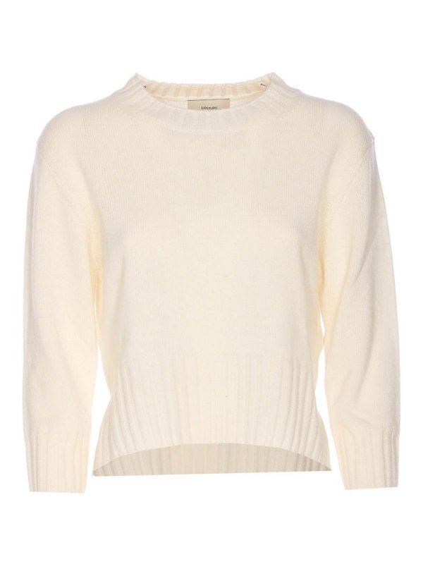 LOULOU STUDIO: crew necks - Ivory White Melange Mora Sweater