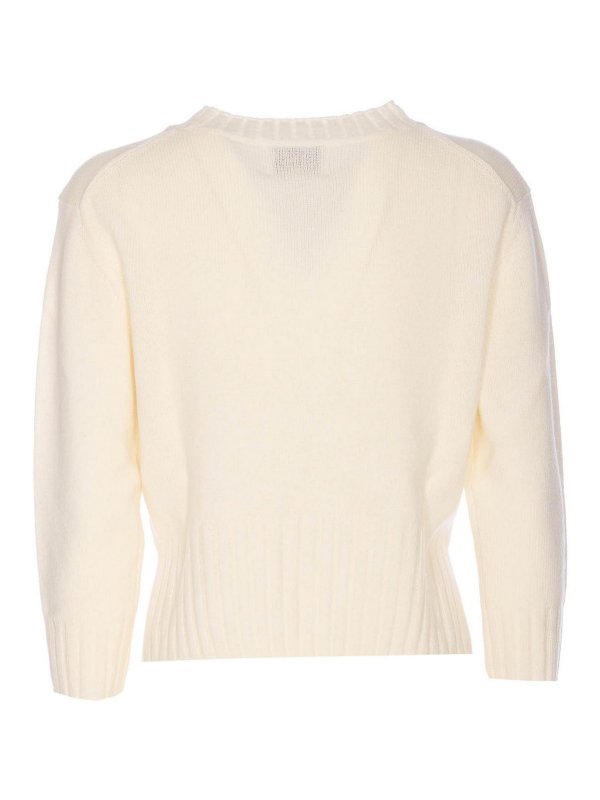 LOULOU STUDIO: crew necks online - Ivory White Melange Mora Sweater