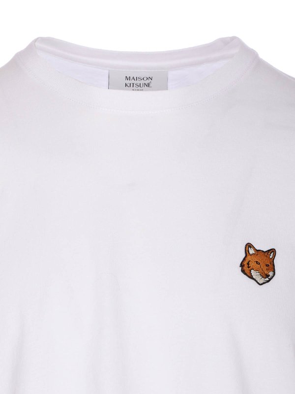 T-shirt regolare con testa di volpe bianca shop online: MAISON KITSUNÉ
