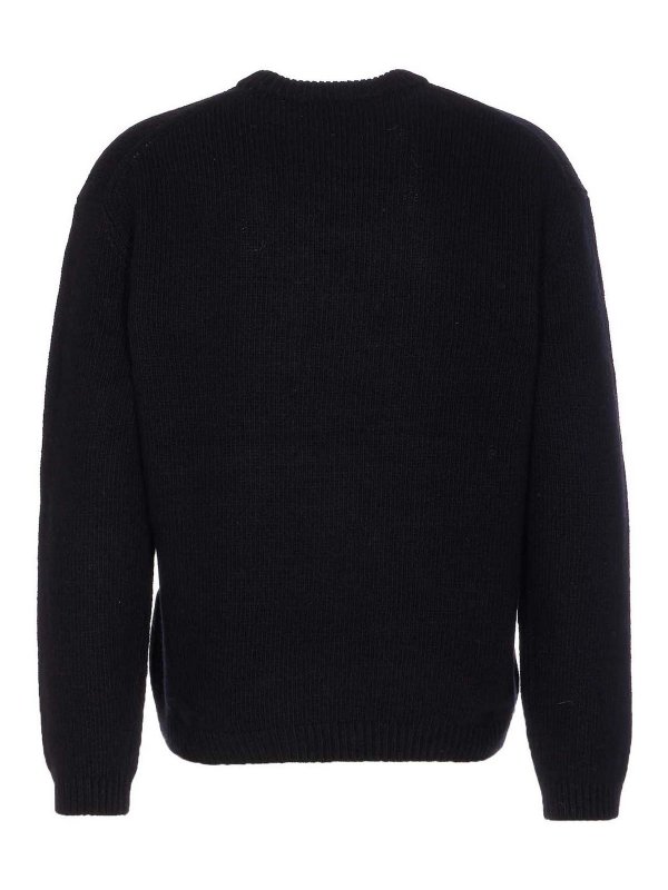 MAISON KITSUNÉ: crew necks online - Black Dressed Fox Sweater