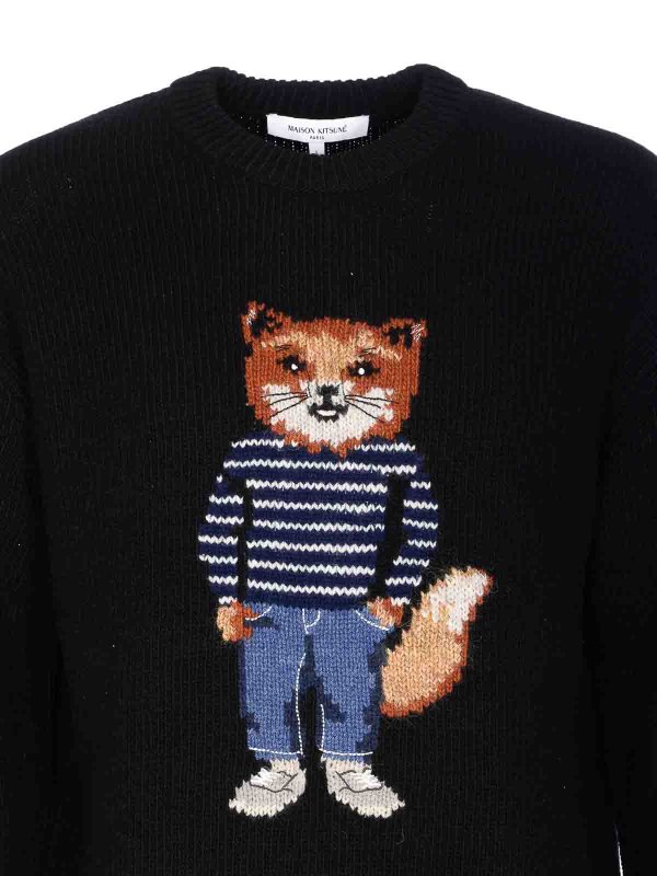 Black Dressed Fox Sweater shop online: MAISON KITSUNÉ