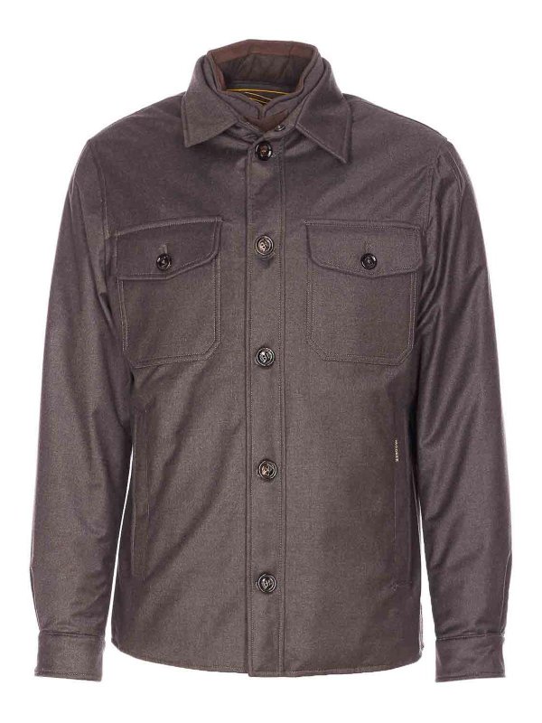 MOORER: giacche imbottite - Piumino Duino Marrone Con Chiusura Bottoni