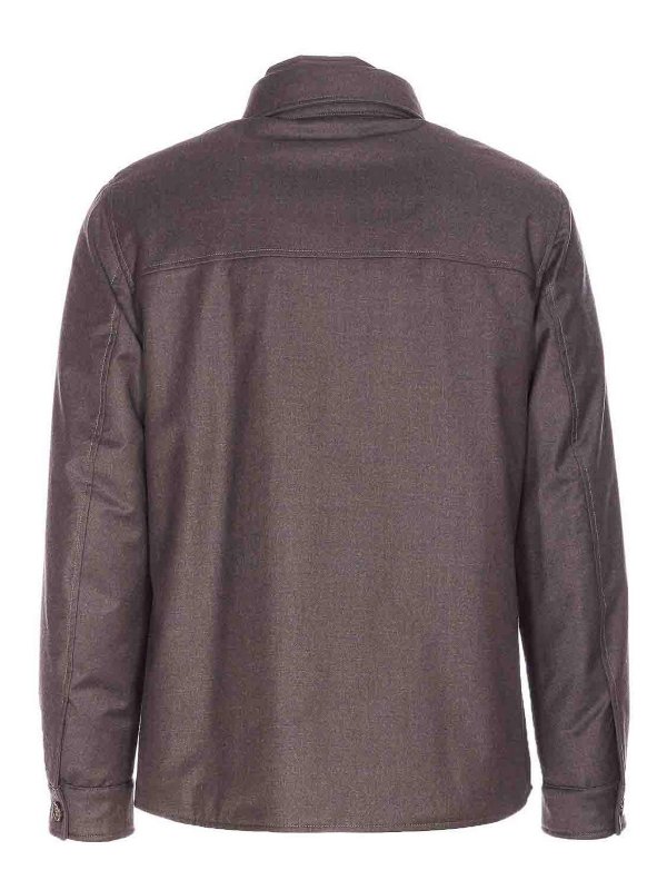 MOORER: giacche imbottite online - Piumino Duino Marrone Con Chiusura Bottoni