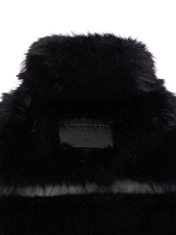 The Best Shops PATRIZIA PEPE: Fur & Shearling Coats - Black Faux Fur Jacket