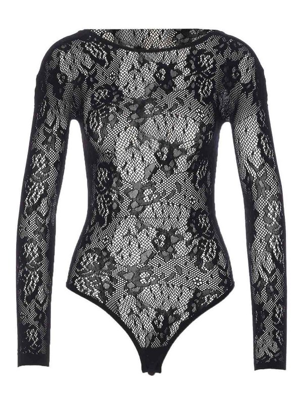 PATRIZIA PEPE: Tops & Tank tops - Long Sleeve Lace Bodysuit