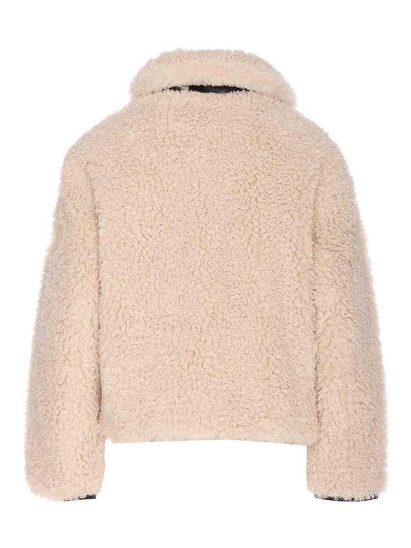 Save The Duck: Fur & Shearling Coats online - Beige Teddy Jacket With Frontal Zip Closure