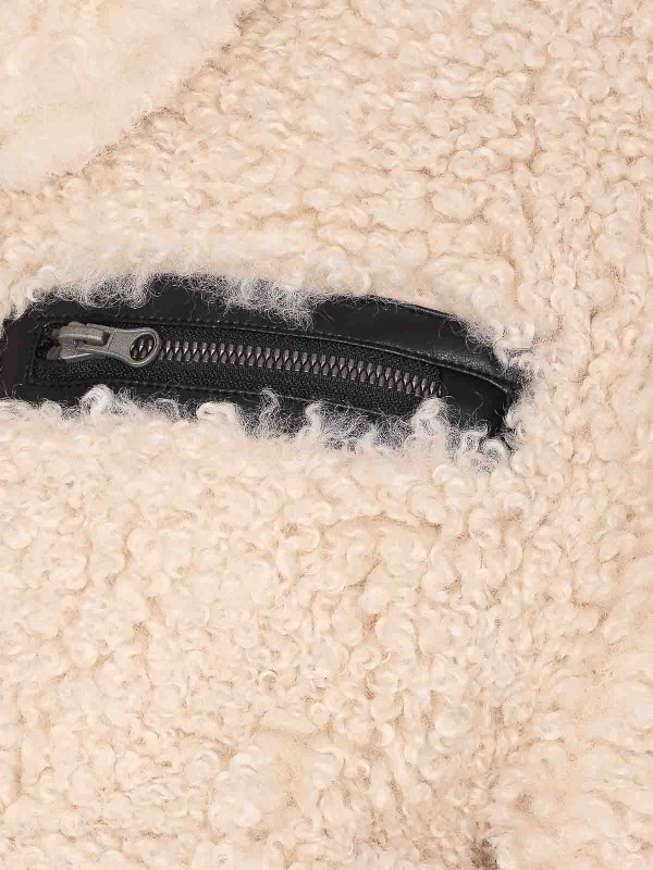 The Best Shops Save The Duck: Fur & Shearling Coats - Beige Teddy Jacket With Frontal Zip Closure