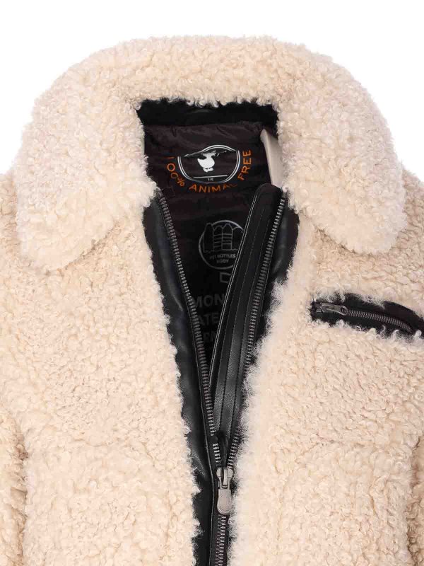 Beige Teddy Jacket With Frontal Zip Closure shop online: Save The Duck