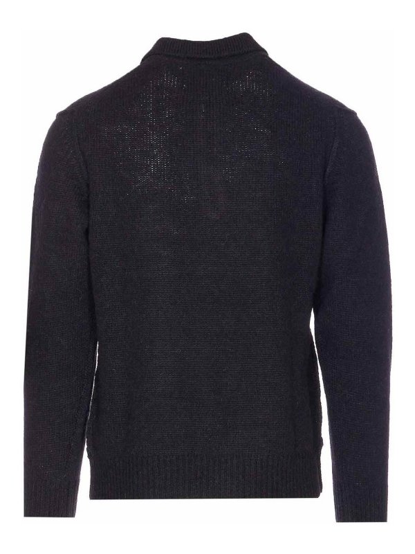 SEVEN GAUGE: Turtlenecks & Polo necks online - Black Half Zip Polo