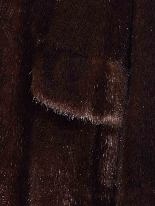 The Best Shops STAND STUDIO: Fur & Shearling Coats - Brown Evyn Faux Fur Jacket