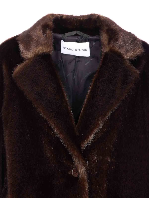 Brown Evyn Faux Fur Jacket shop online: STAND STUDIO