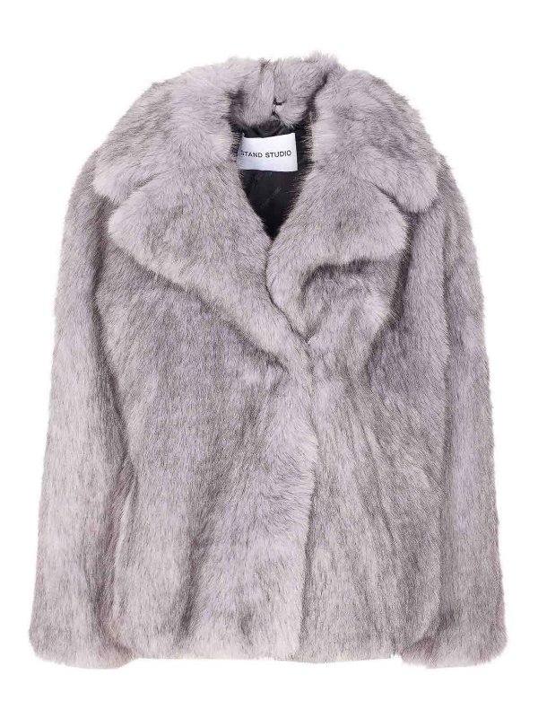 STAND STUDIO: Fourrure - Manteau En Fourrure - Gris