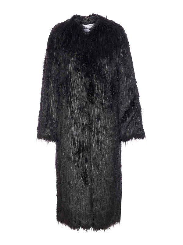 STAND STUDIO: Fur & Shearling Coats - Black Carolina Coat
