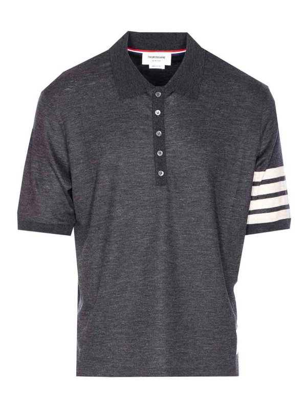 THOM BROWNE: t-shirts - Grey Polo T-Shirt