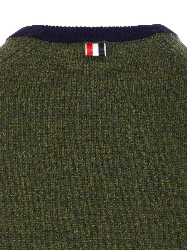 The Best Shops THOM BROWNE: Pull col rond - Pull Col Rond - Vert