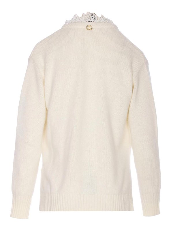 TWINSET: crew necks online - Angora Blend Sweater With Lace