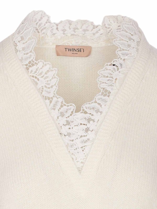 Angora Blend Sweater With Lace shop online: TWINSET