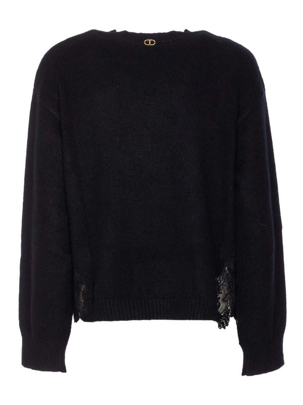 TWINSET: Suéteres con cuello pico online - Suéter Cuello Redondo - Negro