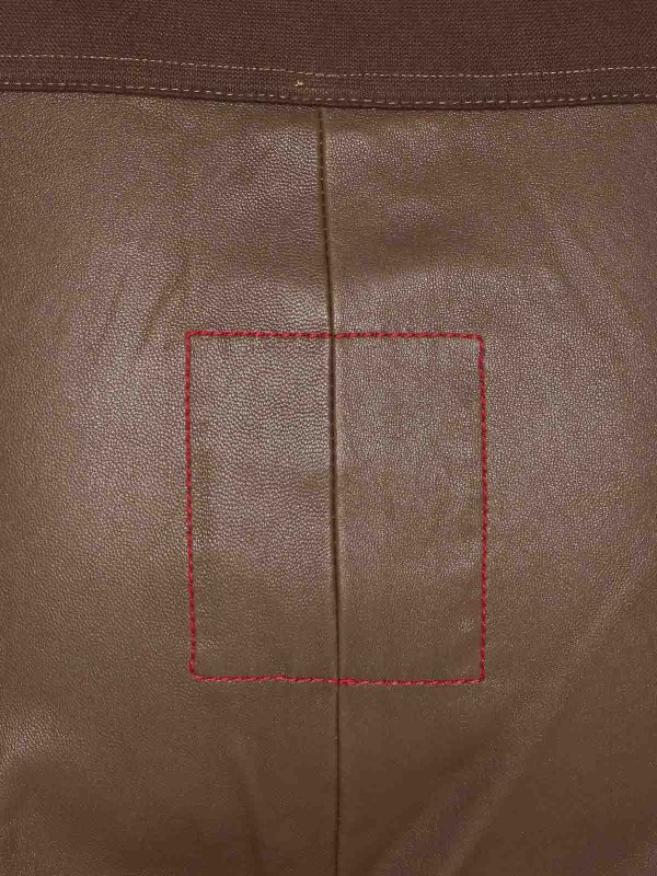 The Best Shops UMA WANG: leggings - Dark Olive Stretch Leather Leggings