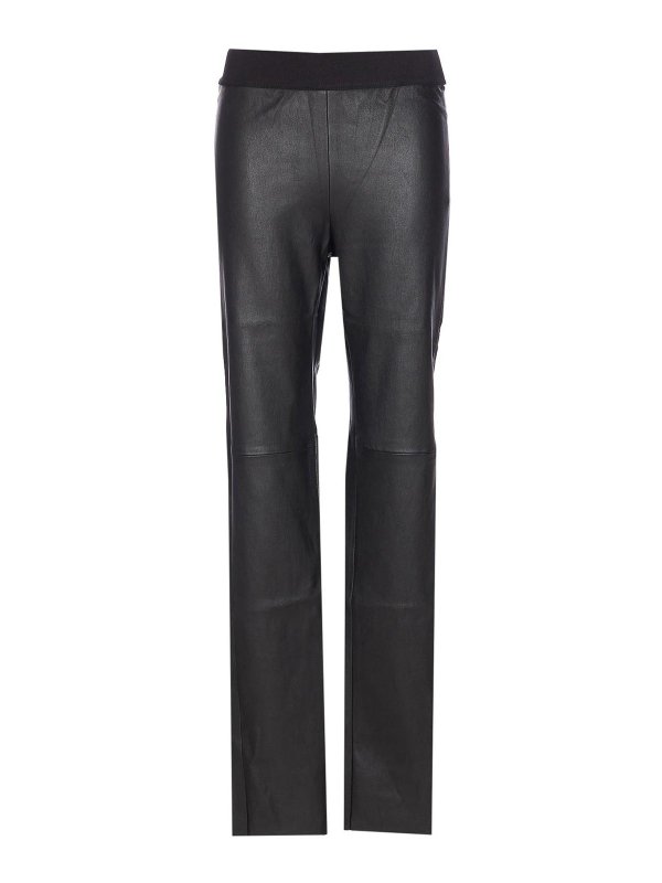 UMA WANG: leggings - Black Stretch Leather Leggings