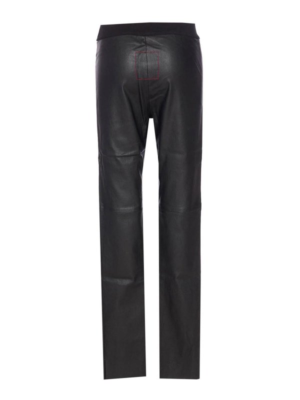 UMA WANG: leggings online - Black Stretch Leather Leggings