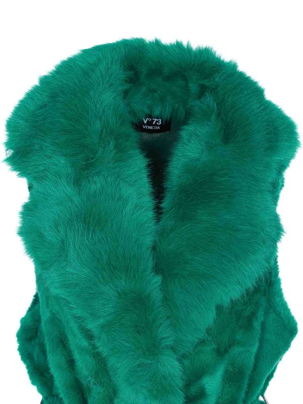 Green Penny Faux Fur Vest shop online: v°73